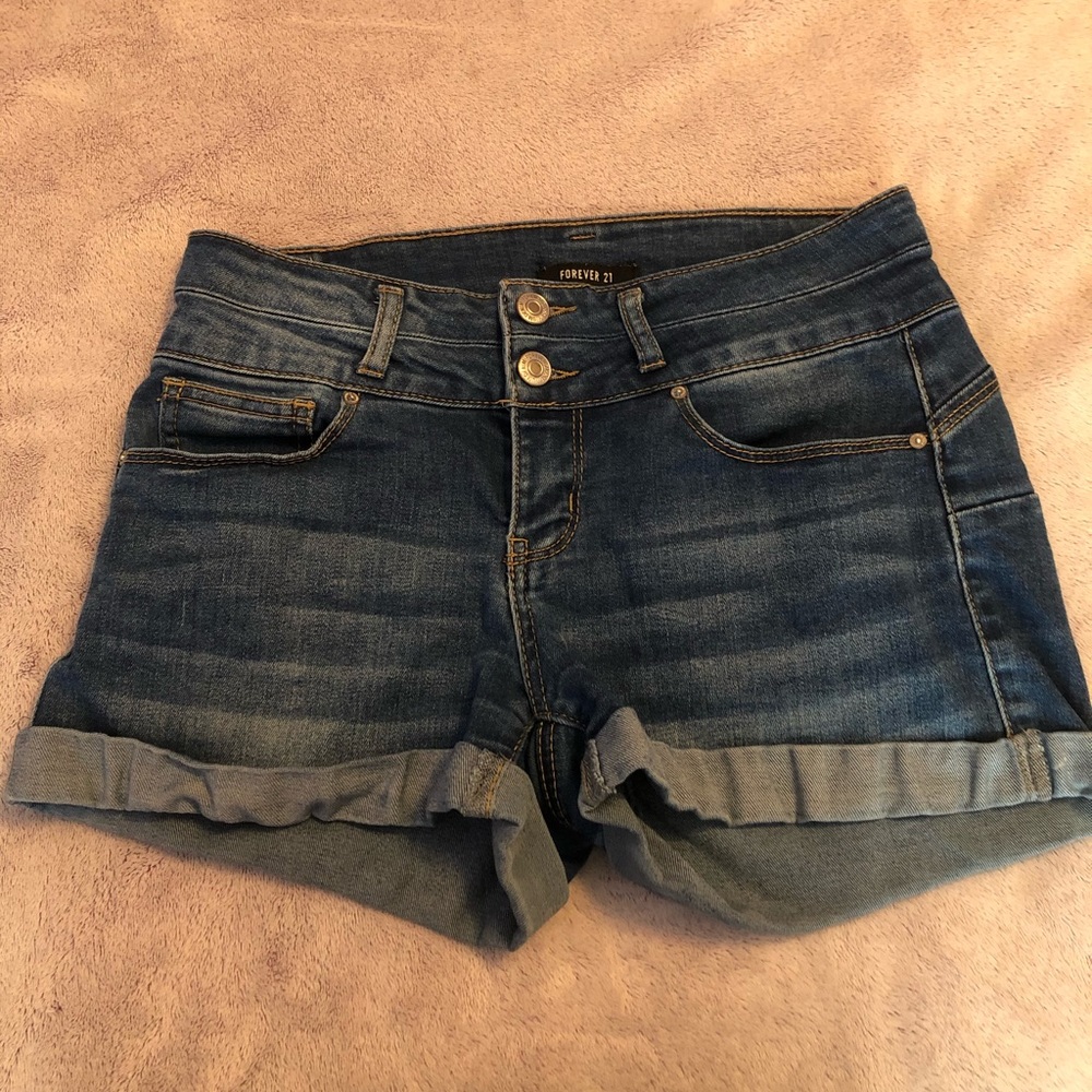 High waisted jean shorts